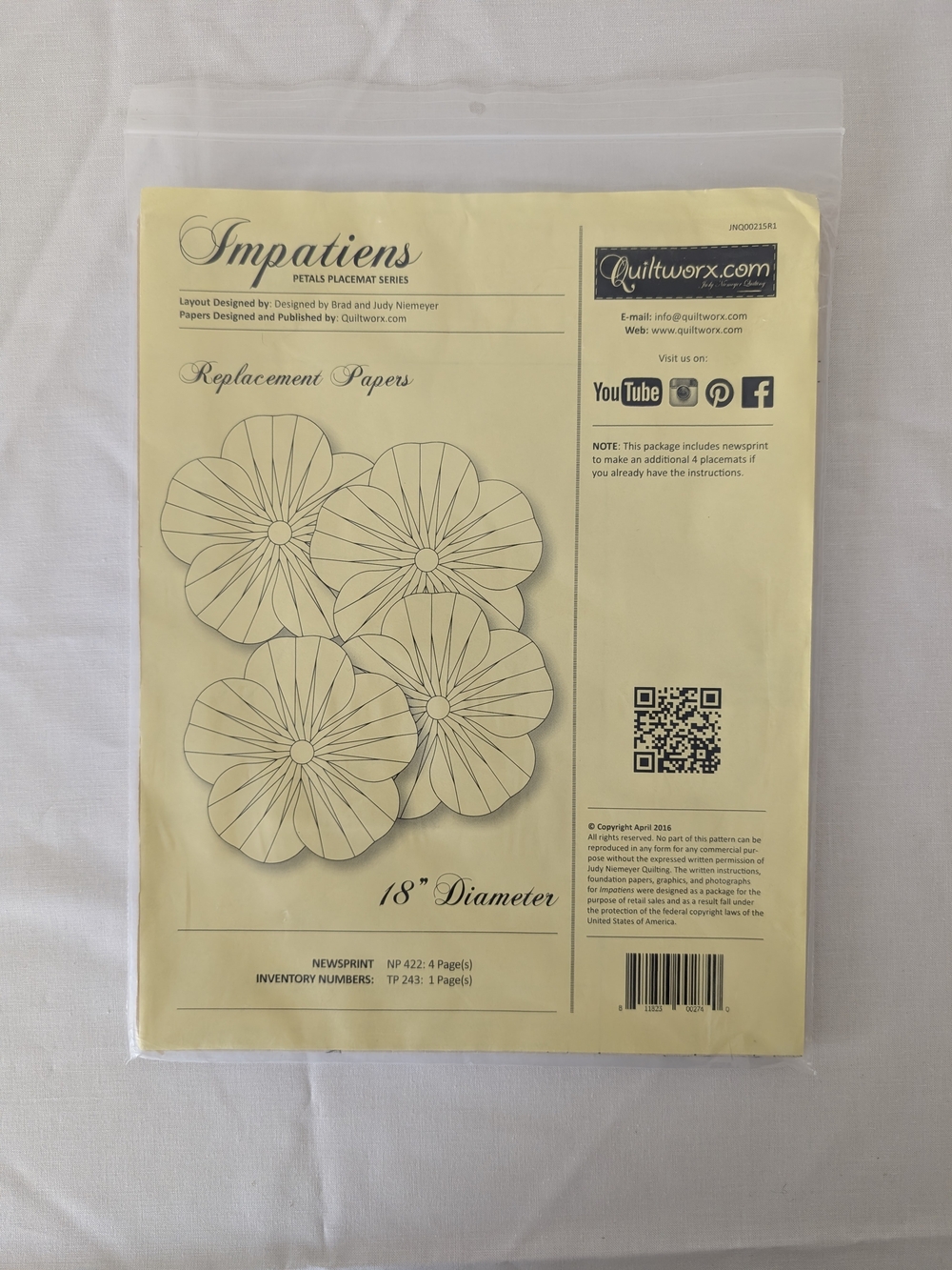 Judy Niemeyer Quiltworx Replacement Foundation Papers for IMPATIENS Pattern